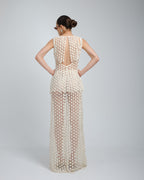 Set vestido encaje dos piezas con pedrería (V-ECHO-A261)